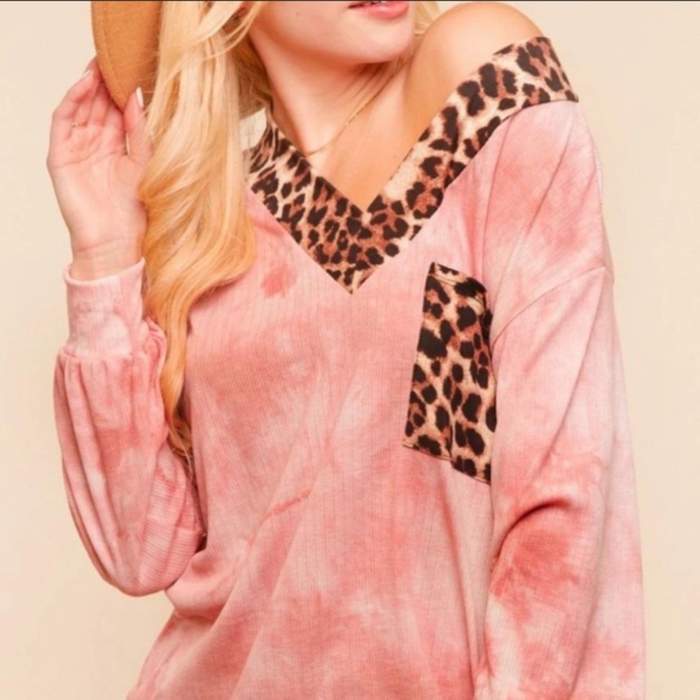 RIPPED TYE DYE LONF SLEEVE BLOUSE